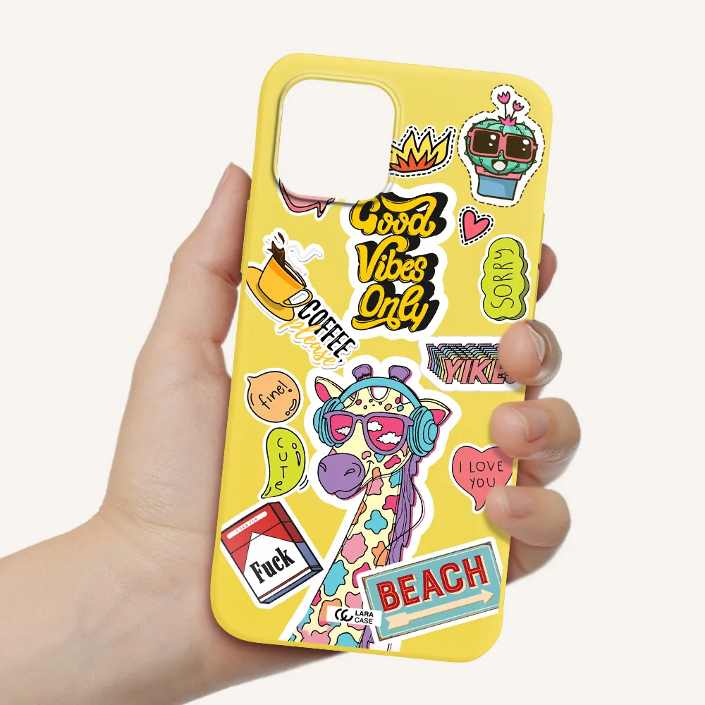 Giraffe Sticker Apple iPhone 12 mini Silicone canary yellow Case