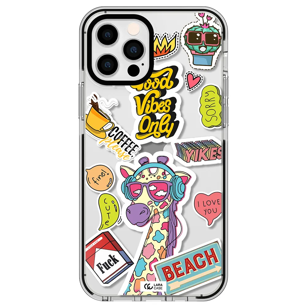 Giraffe Sticker Apple iPhone 12 pro impact black border Case
