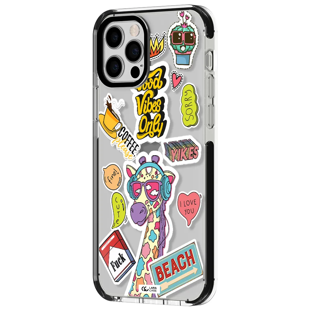 Giraffe Sticker Apple iPhone 12 pro impact black border Case