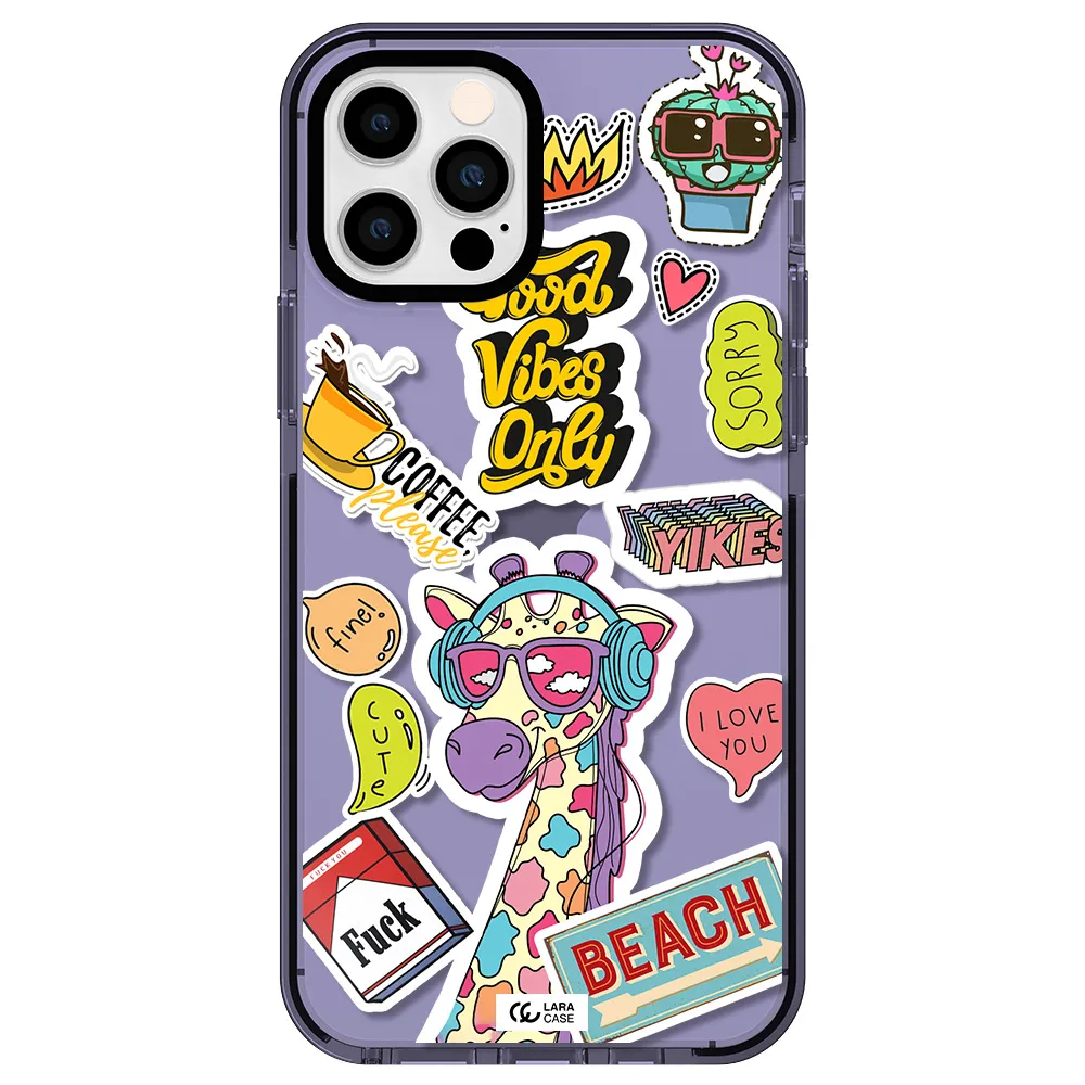 Giraffe Sticker Apple iPhone 12 pro impact Lilac Case
