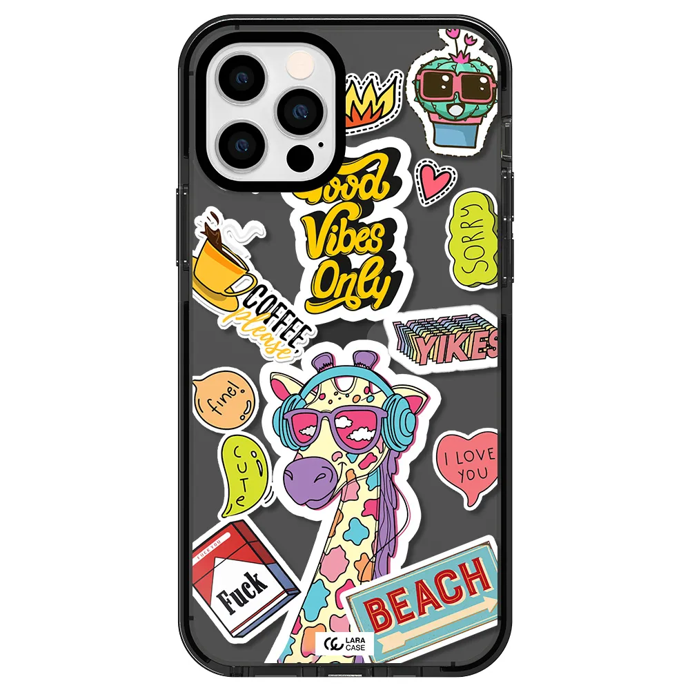 Giraffe Sticker Apple iPhone 12 pro impact Smoke Black Case