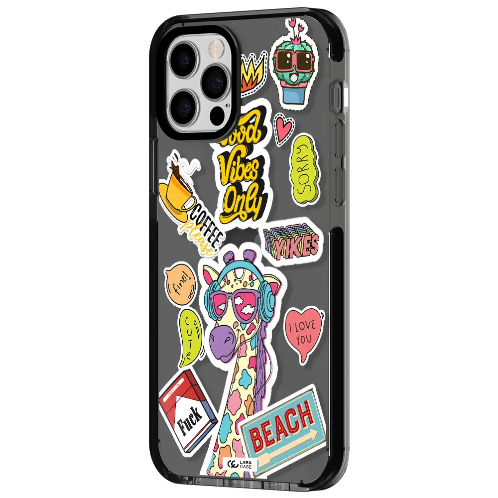Giraffe Sticker Apple iPhone 12 pro impact Smoke Black Case