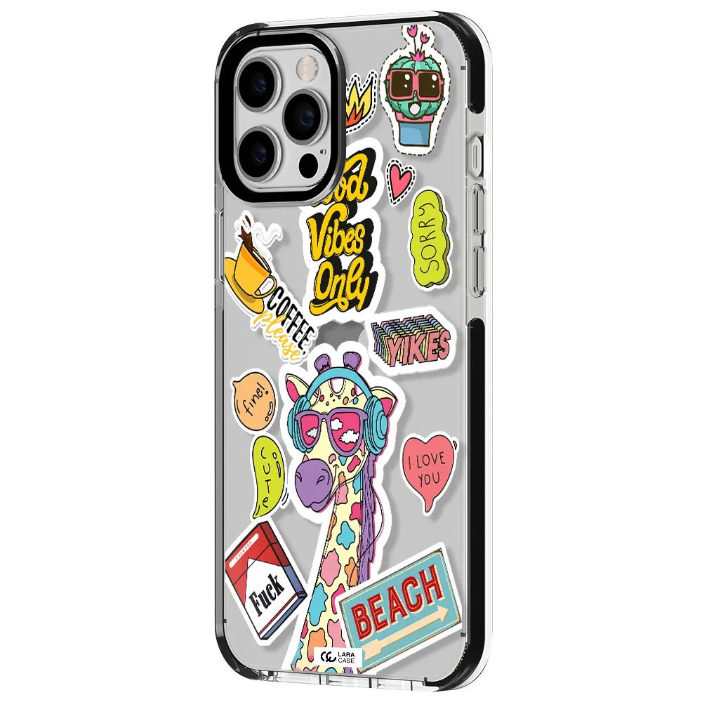 Giraffe Sticker Apple iPhone 12 pro max impact black border Case