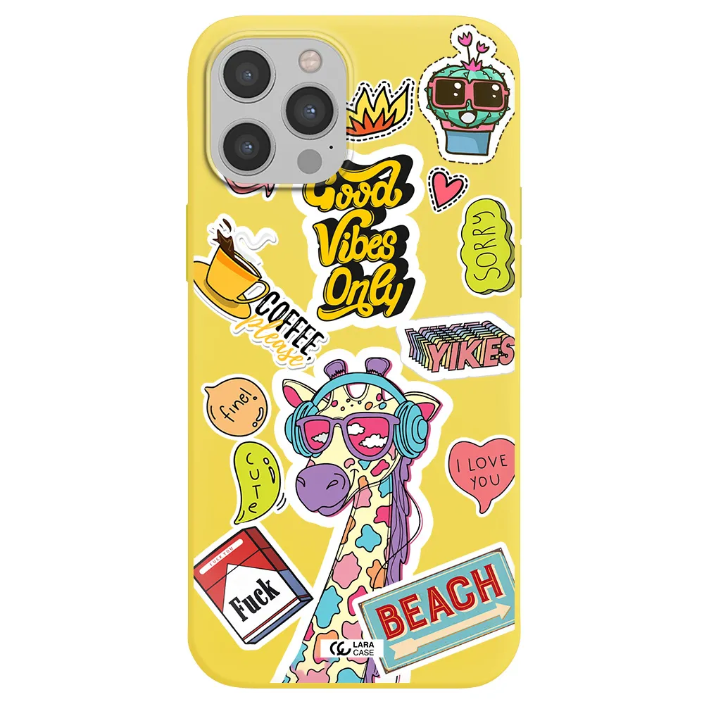 Giraffe Sticker Apple iPhone 12 pro max Silicone canary yellow Case