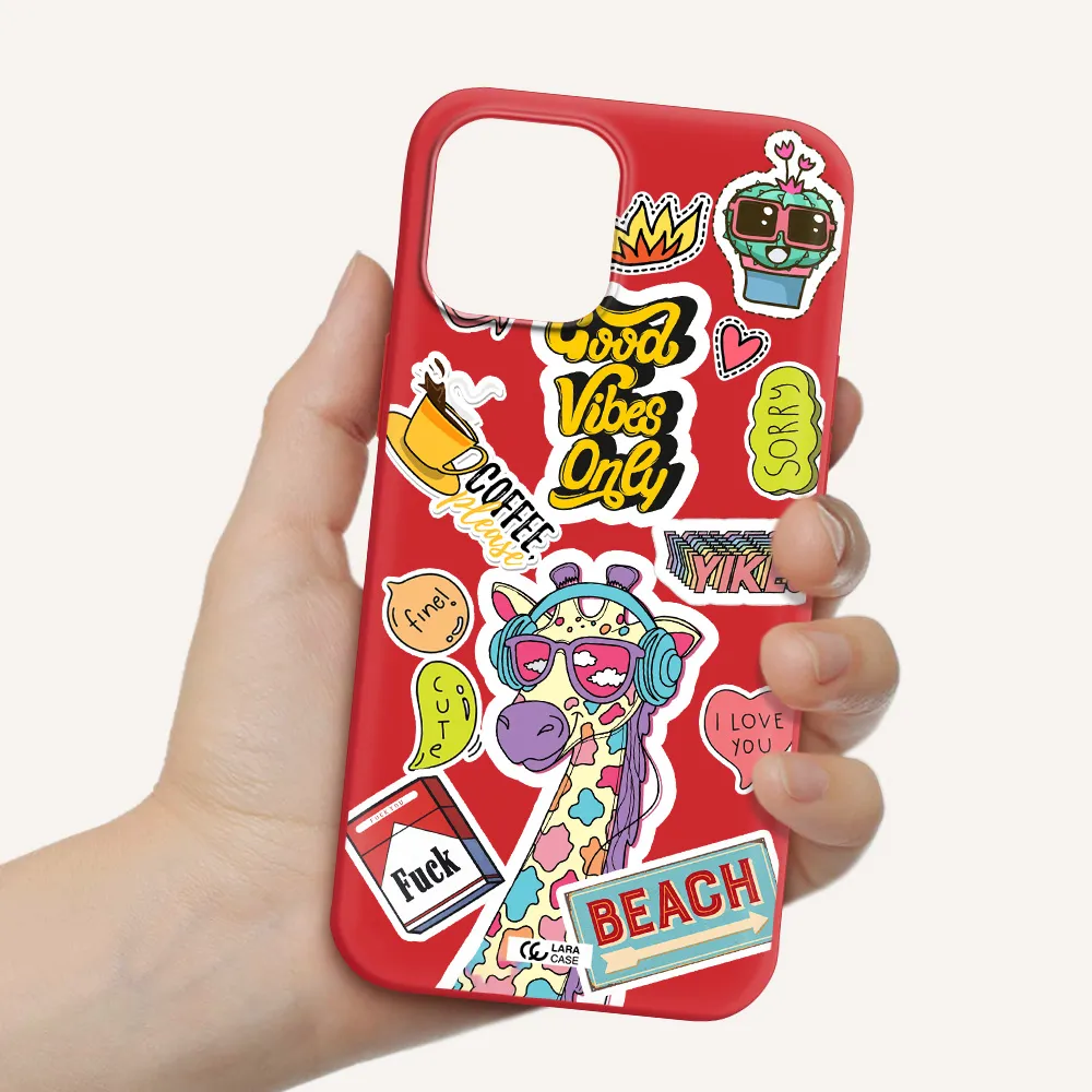 Giraffe Sticker Apple iPhone 12 pro max Silicone Imperial Red Case
