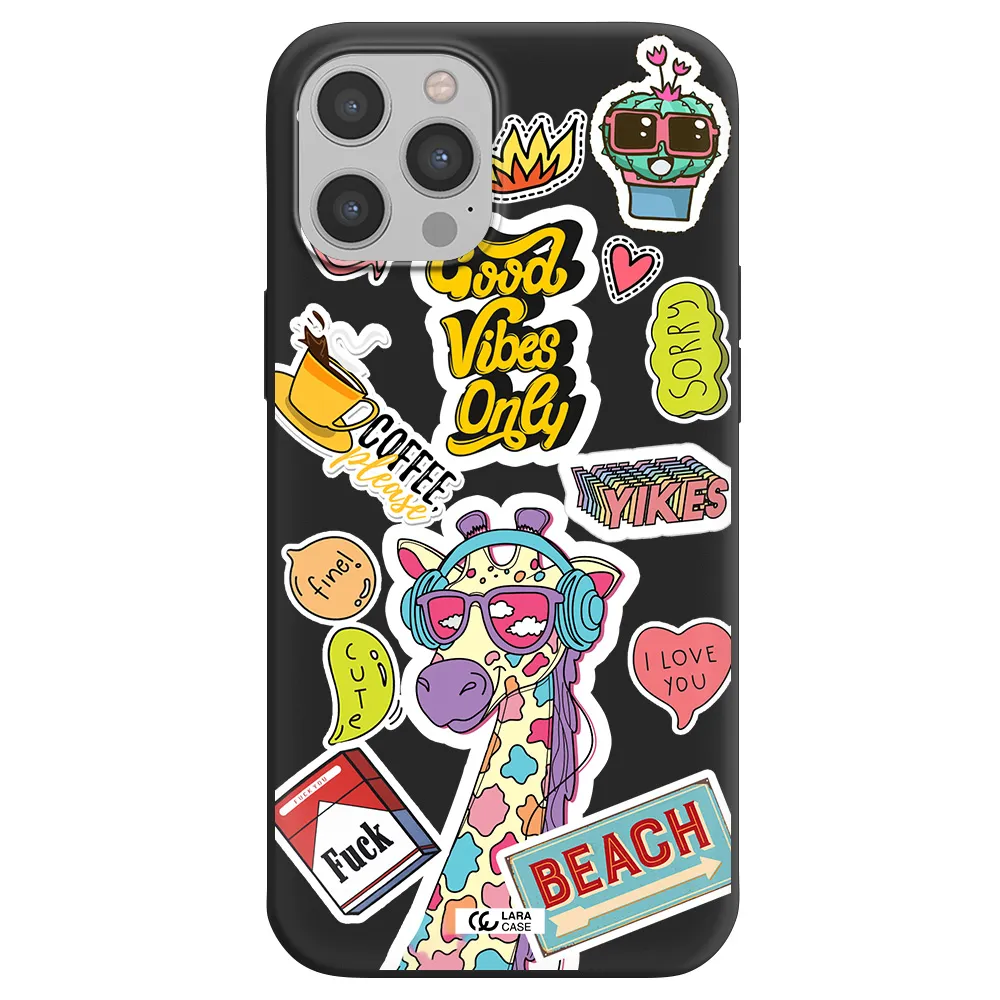 Giraffe Sticker Apple iPhone 12 pro Silicone black Case