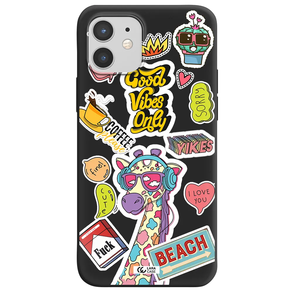 Giraffe Sticker Apple iPhone 12 Silicone black Case