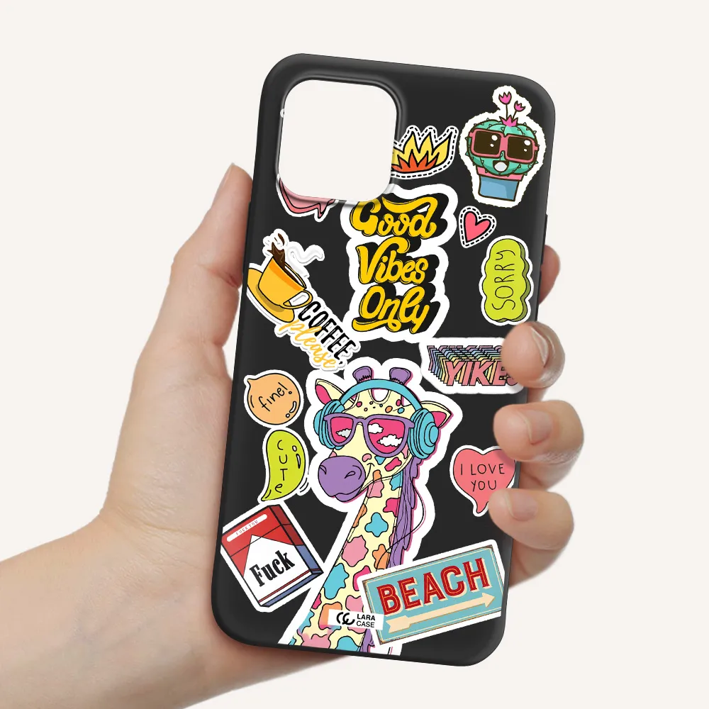 Giraffe Sticker Apple iPhone 12 Silicone black Case