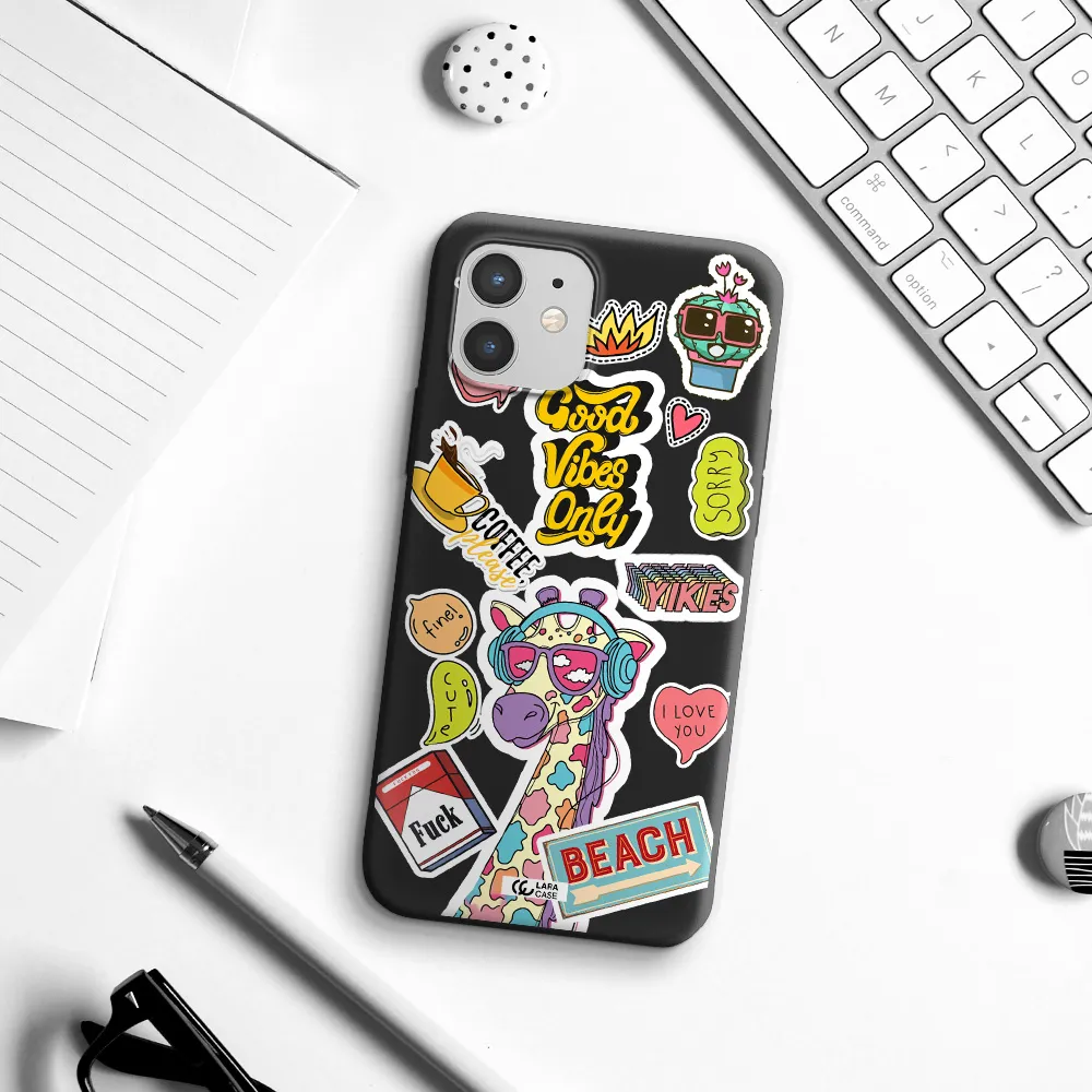Giraffe Sticker Apple iPhone 12 Silicone black Case