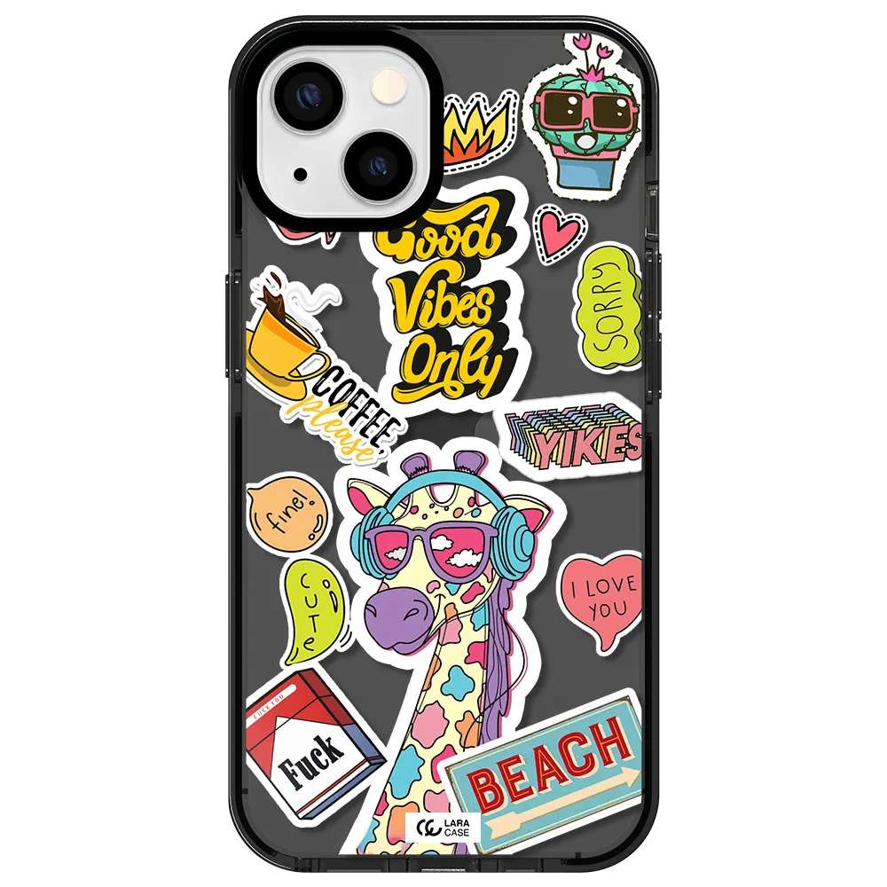 Giraffe Sticker Apple iPhone 13 impact Smoke Black Case