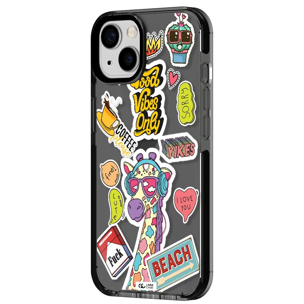 Giraffe Sticker Apple iPhone 13 impact Smoke Black Case