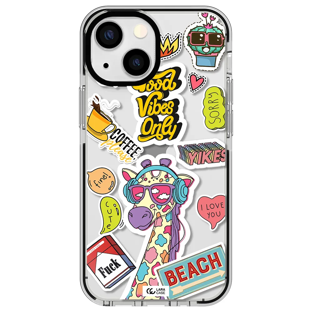 Giraffe Sticker Apple iPhone 13 mini impact black border Case