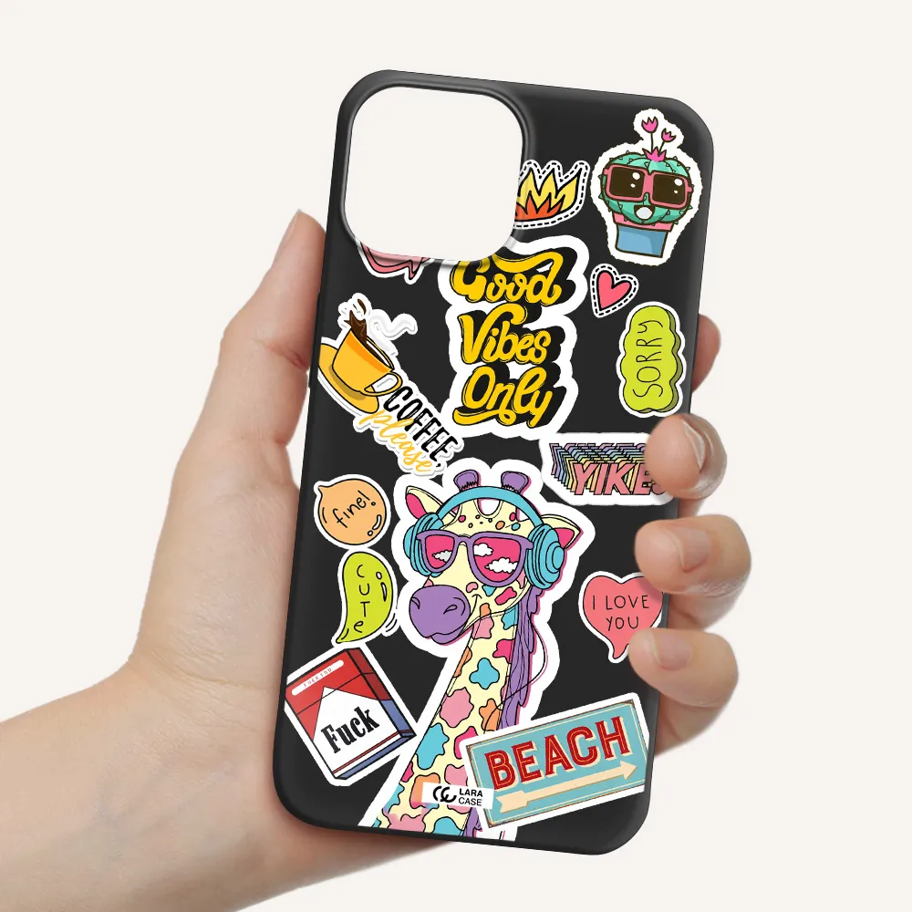 Giraffe Sticker Apple iPhone 13 mini Silicone black Case