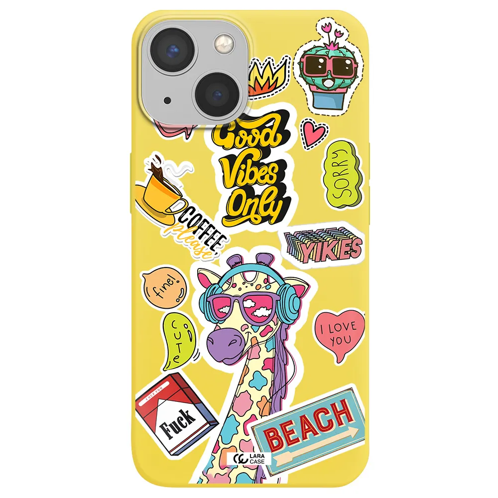 Giraffe Sticker Apple iPhone 13 mini Silicone canary yellow Case