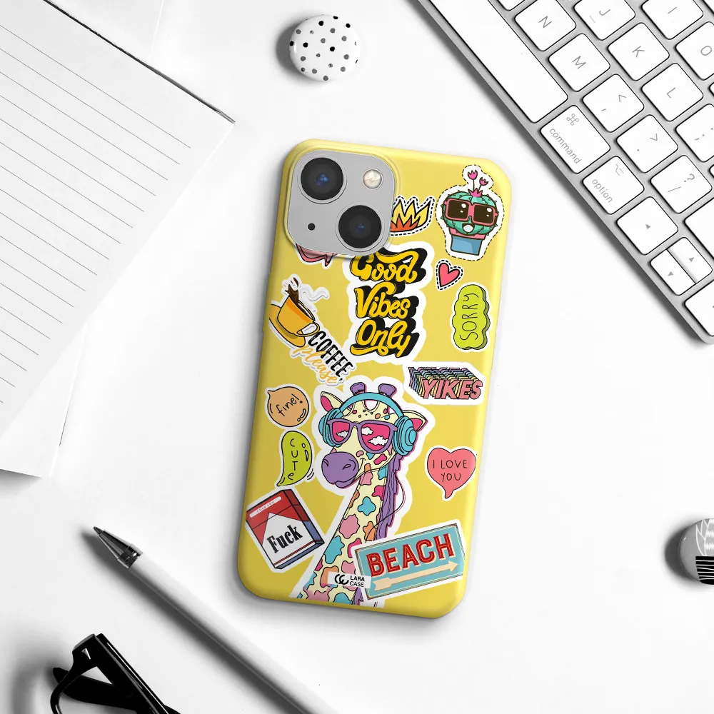 Giraffe Sticker Apple iPhone 13 mini Silicone canary yellow Case
