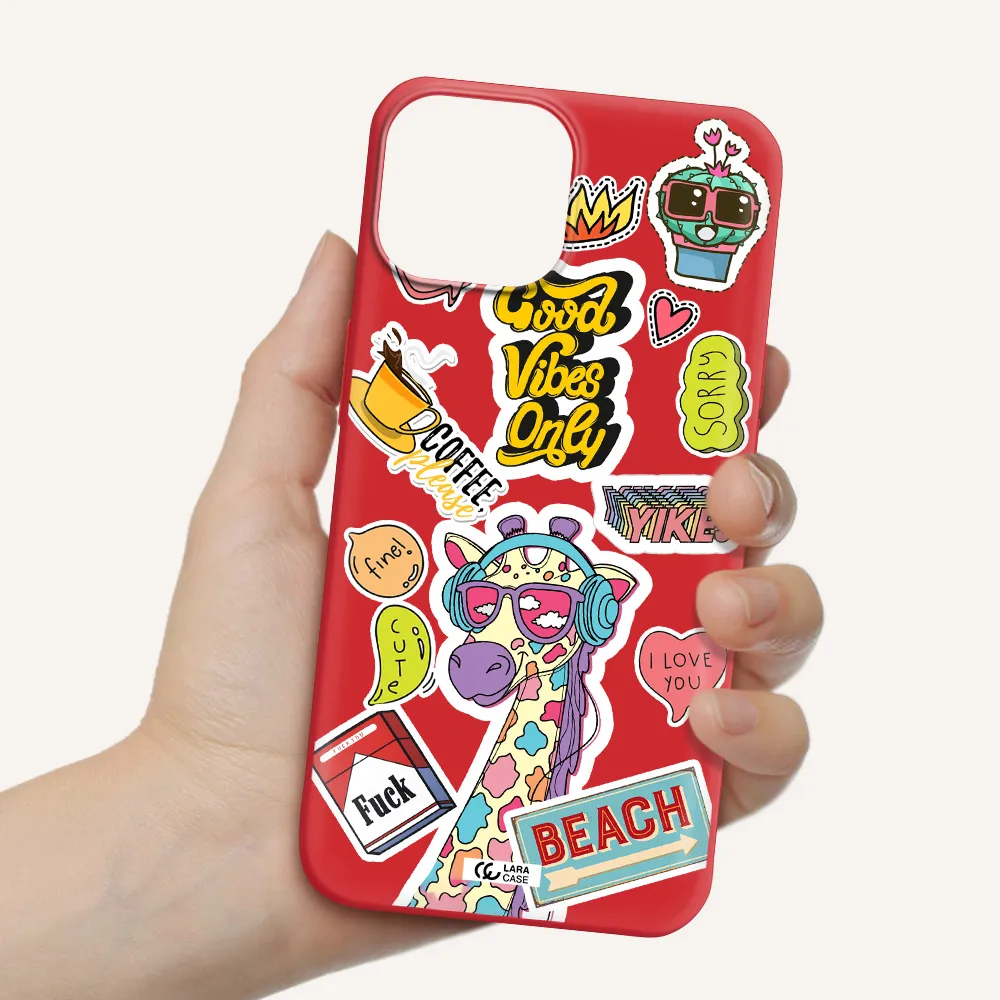 Giraffe Sticker Apple iPhone 13 mini Silicone Imperial Red Case