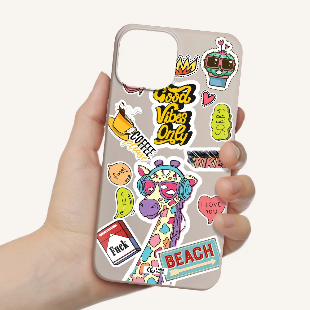 Giraffe Sticker Apple iPhone 13 mini Silicone Stone Case