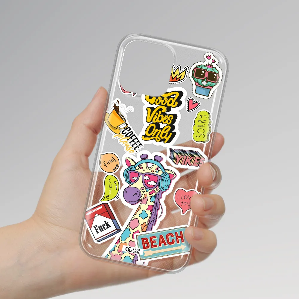Giraffe Sticker Apple iPhone 13 Pro Clear TPU Case