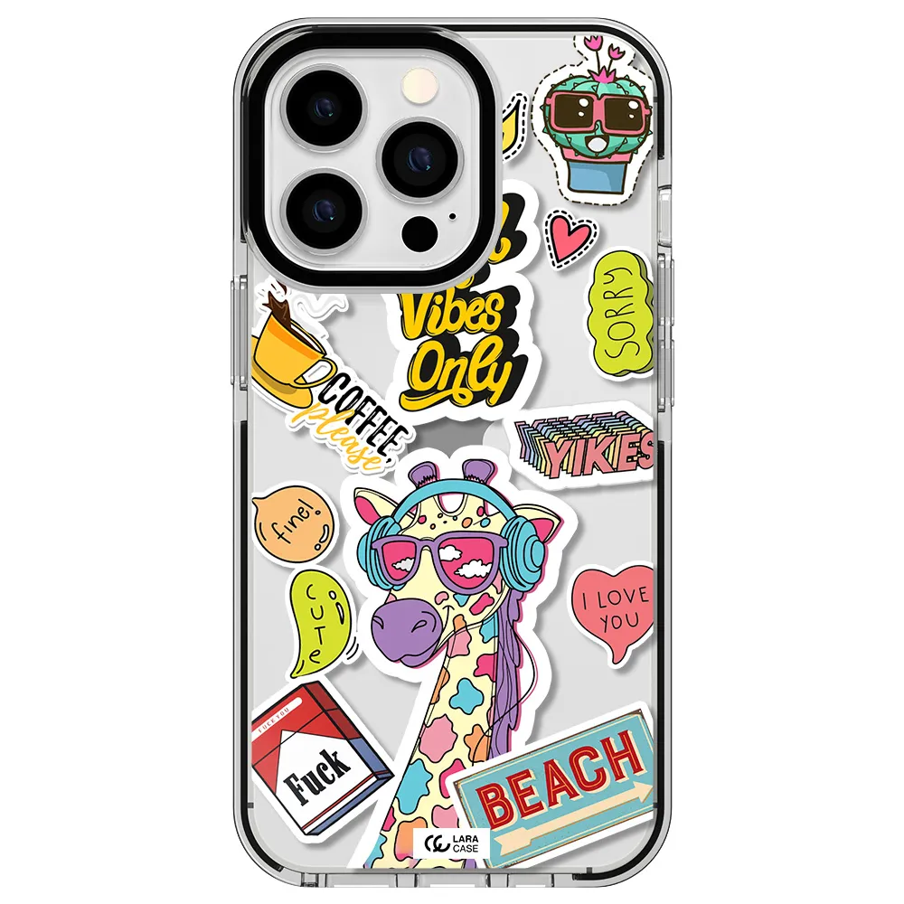 Giraffe Sticker Apple iPhone 13 Pro impact black border Case