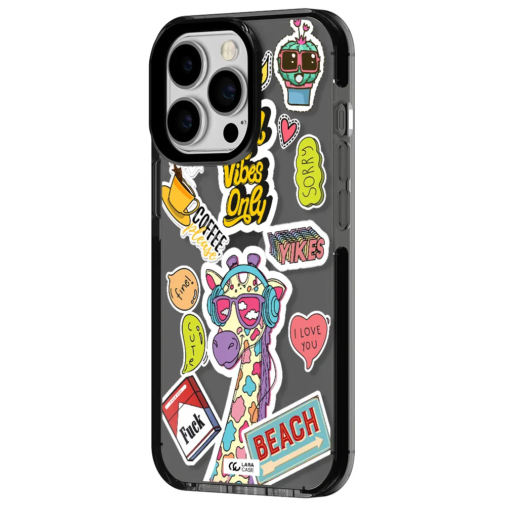 Giraffe Sticker Apple iPhone 13 Pro impact Smoke Black Case