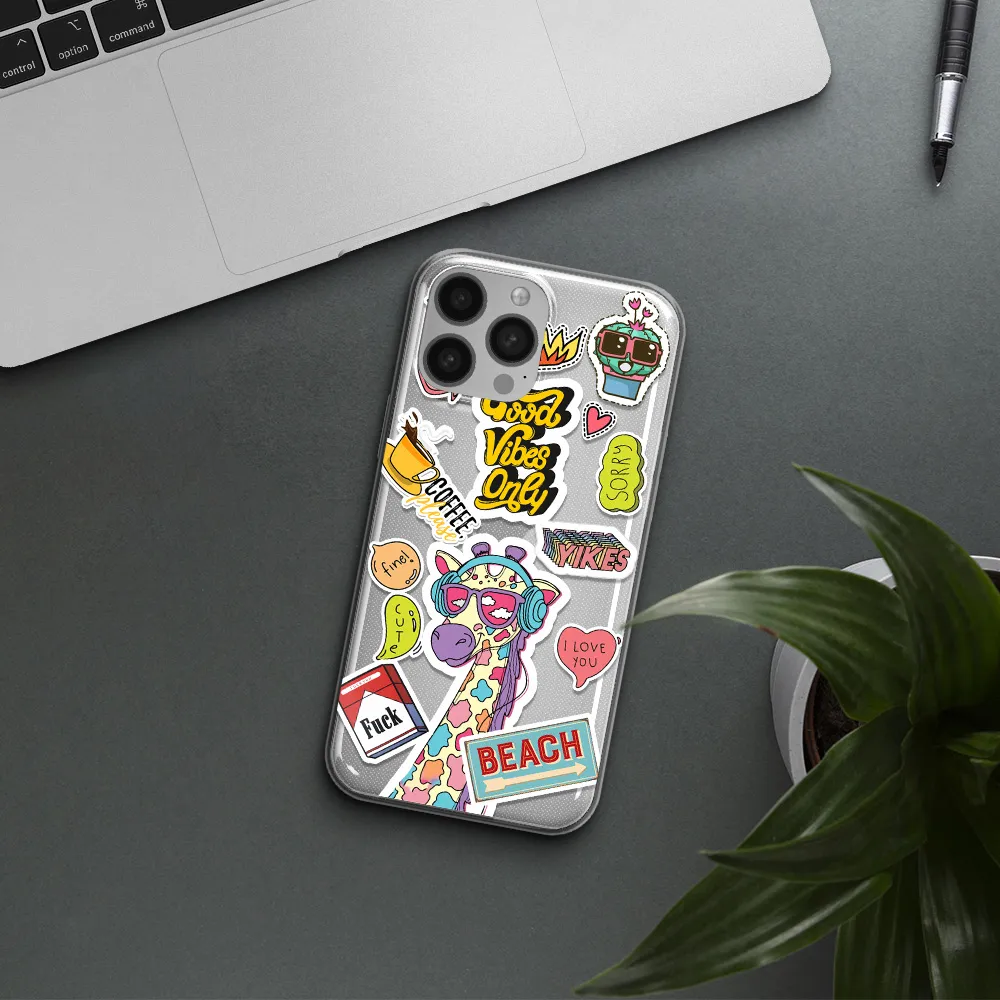Giraffe Sticker Apple iPhone 13 Pro Max Clear TPU Case