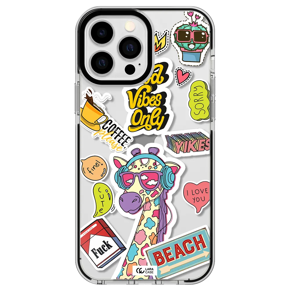 Giraffe Sticker Apple iPhone 13 Pro Max impact black border Case