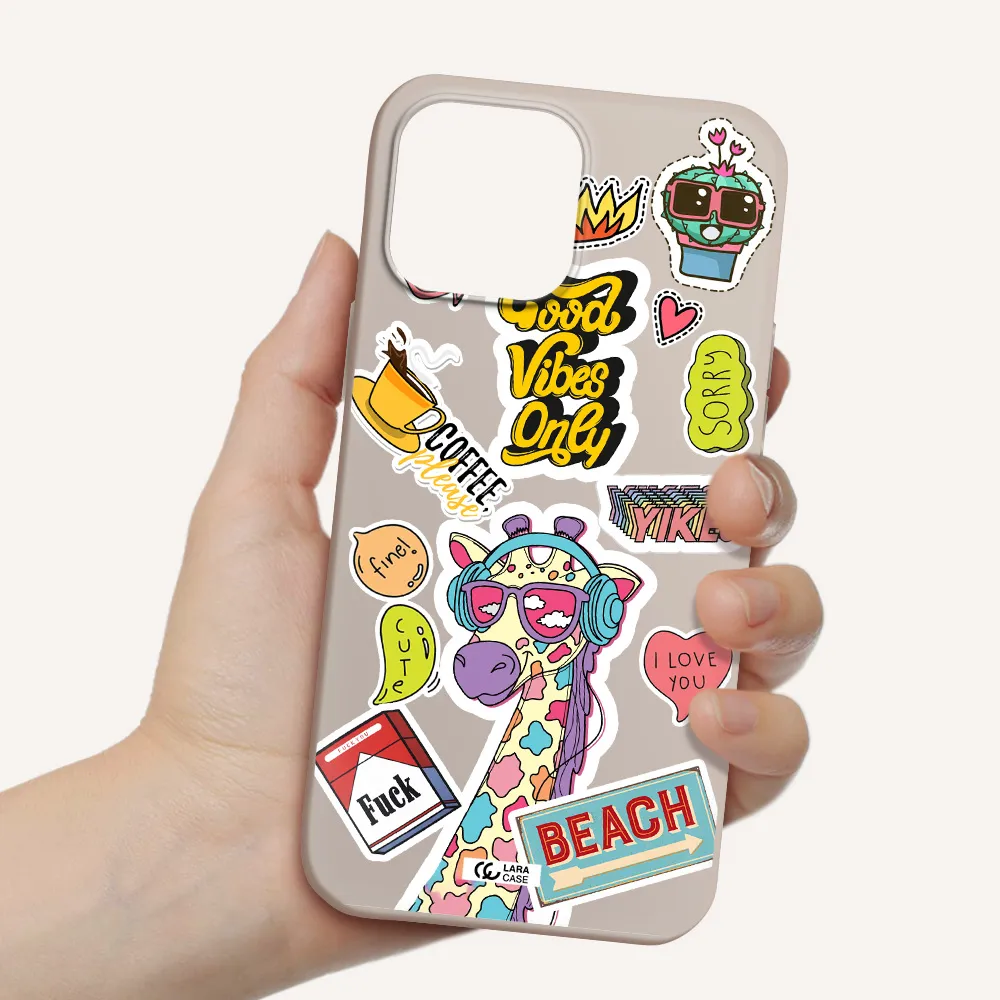 Giraffe Sticker Apple iPhone 13 Pro Max Silicone Stone Case