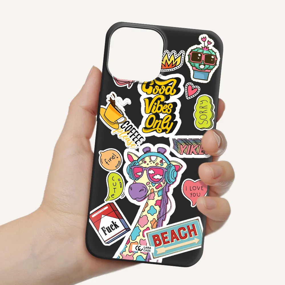 Giraffe Sticker Apple iPhone 13 Silicone black Case