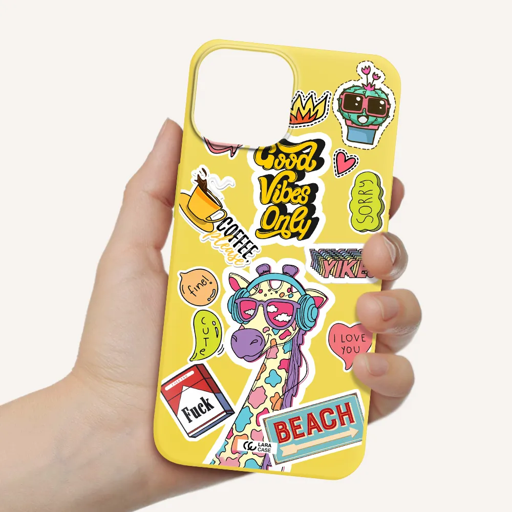Giraffe Sticker Apple iPhone 13 Silicone canary yellow Case