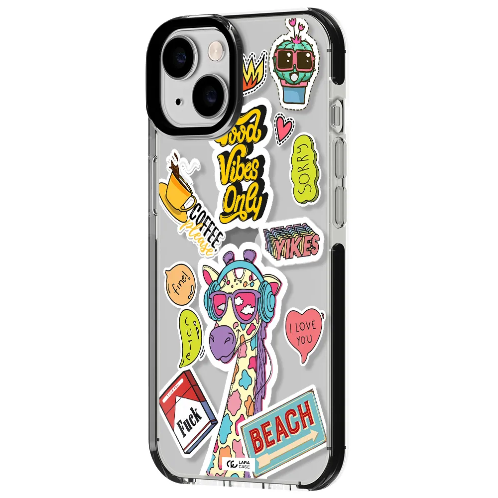 Giraffe Sticker Apple iPhone 14 impact black border Case