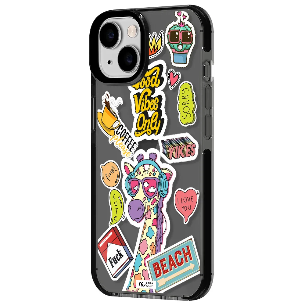 Giraffe Sticker Apple iPhone 14 impact Smoke Black Case