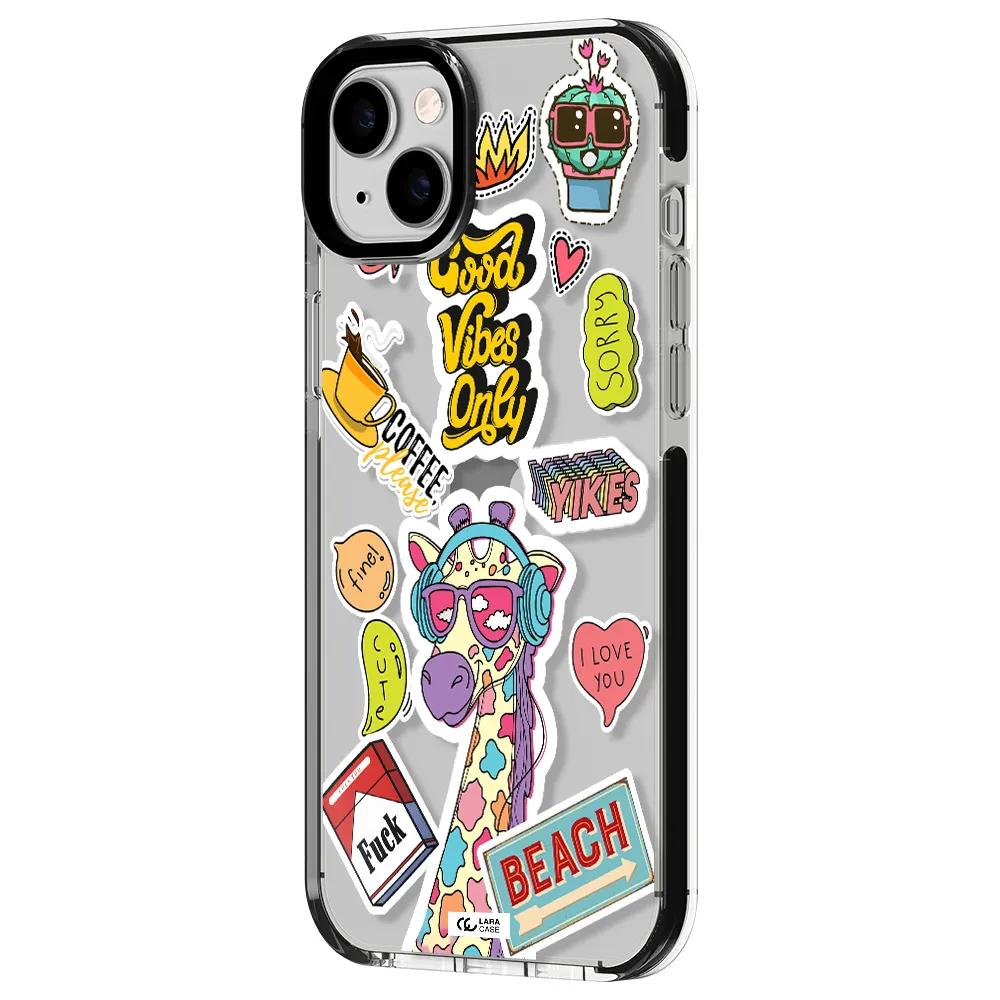 Giraffe Sticker Apple iPhone 14 plus impact black border Case