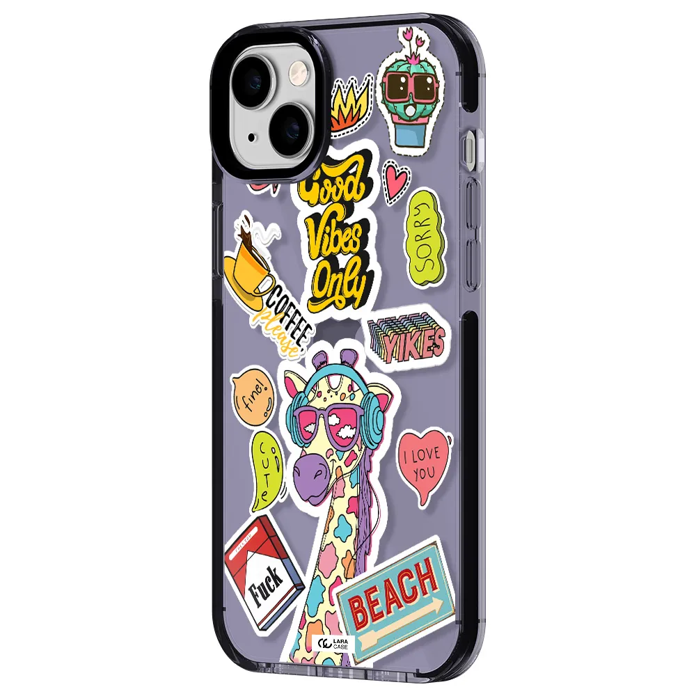 Giraffe Sticker Apple iPhone 14 plus impact Lilac Case