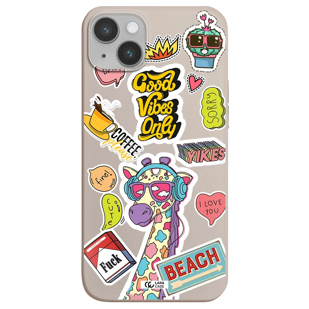 Giraffe Sticker Apple iPhone 14 plus Silicone Stone Case