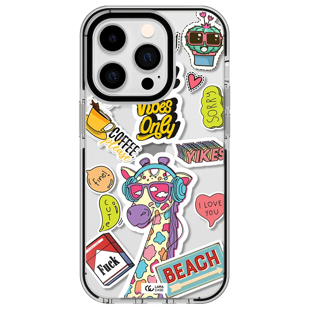 Giraffe Sticker Apple iPhone 14 pro impact black border Case