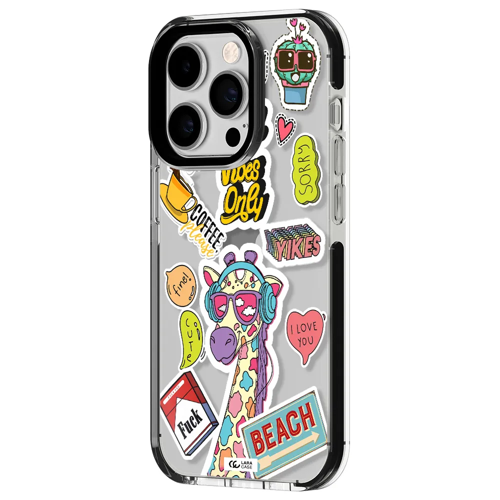 Giraffe Sticker Apple iPhone 14 pro impact black border Case