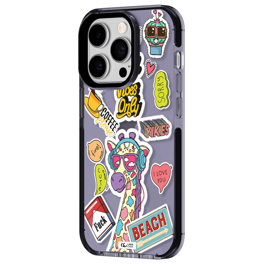 Giraffe Sticker Apple iPhone 14 pro impact Lilac Case