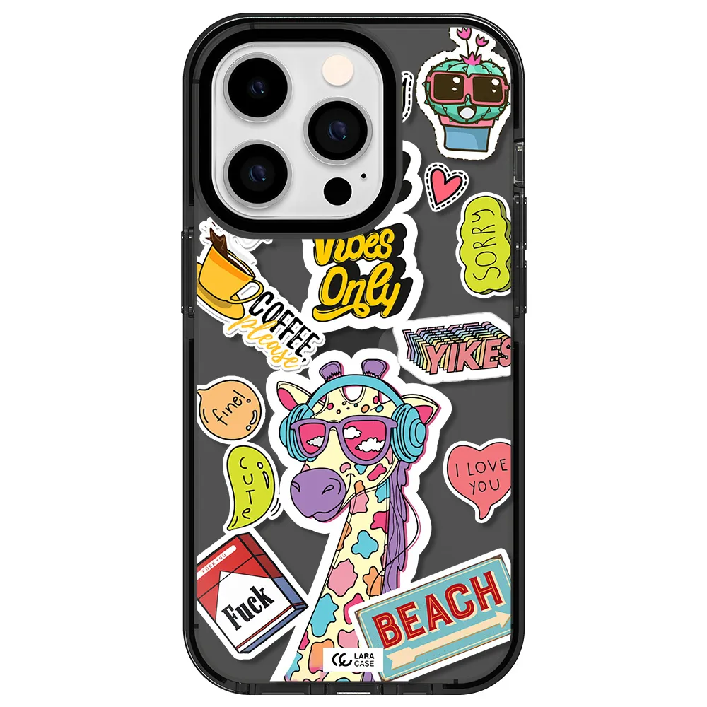 Giraffe Sticker Apple iPhone 14 pro impact Smoke Black Case