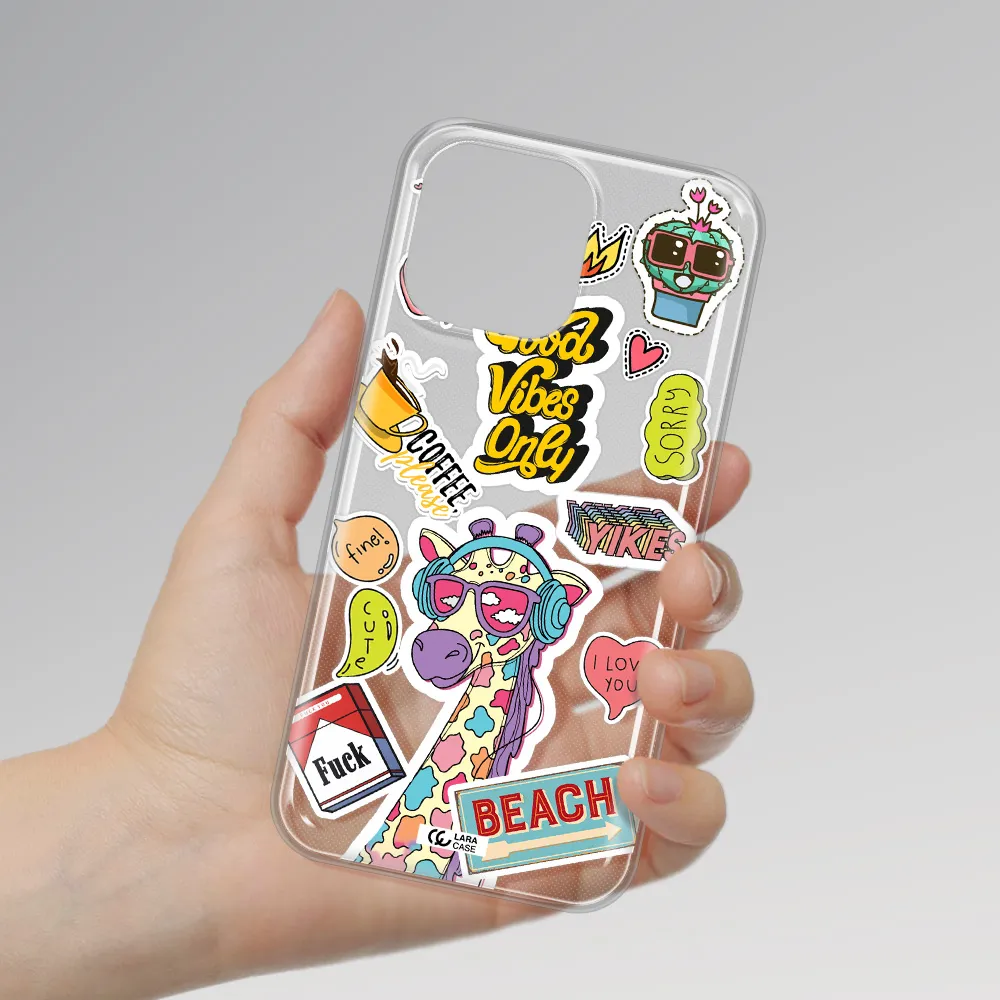 Giraffe Sticker Apple iPhone 14 pro max Clear TPU Case