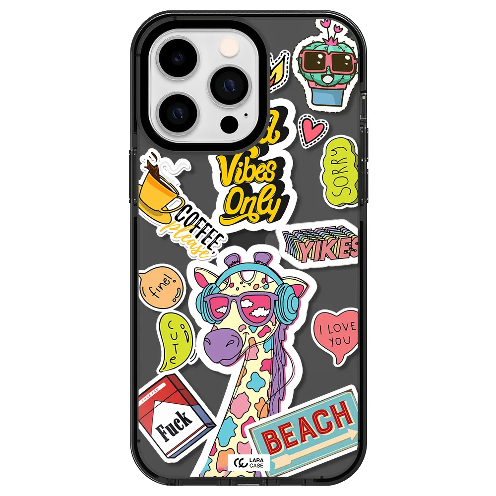 Giraffe Sticker Apple iPhone 14 pro max impact Smoke Black Case