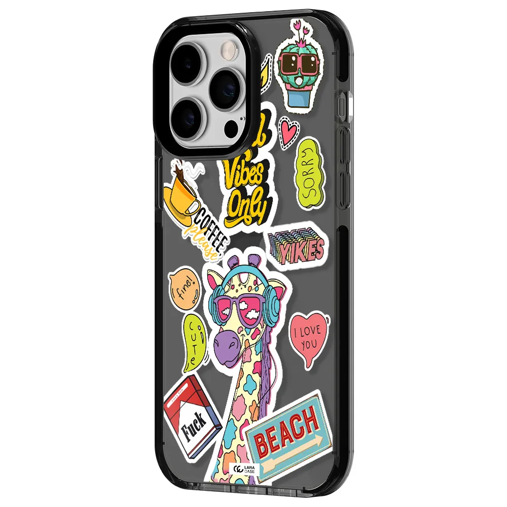 Giraffe Sticker Apple iPhone 14 pro max impact Smoke Black Case