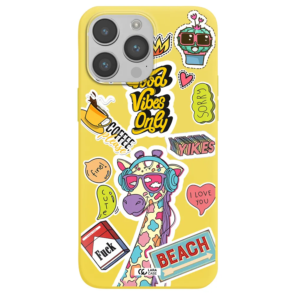 Giraffe Sticker Apple iPhone 14 pro max Silicone canary yellow Case