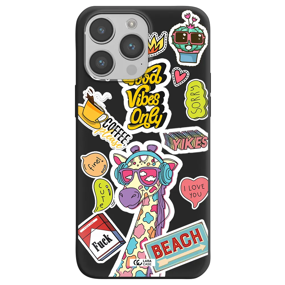 Giraffe Sticker Apple iPhone 14 pro Silicone black Case