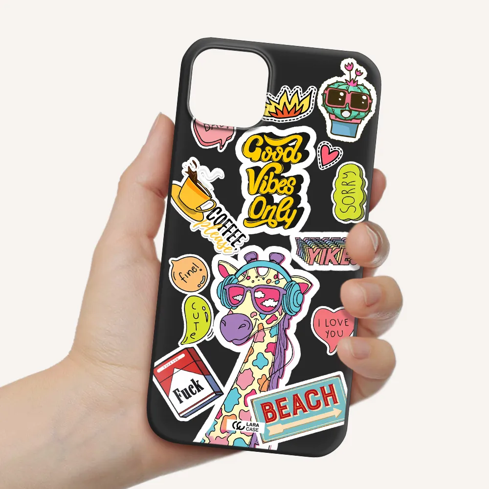 Giraffe Sticker Apple iPhone 14 Silicone black Case