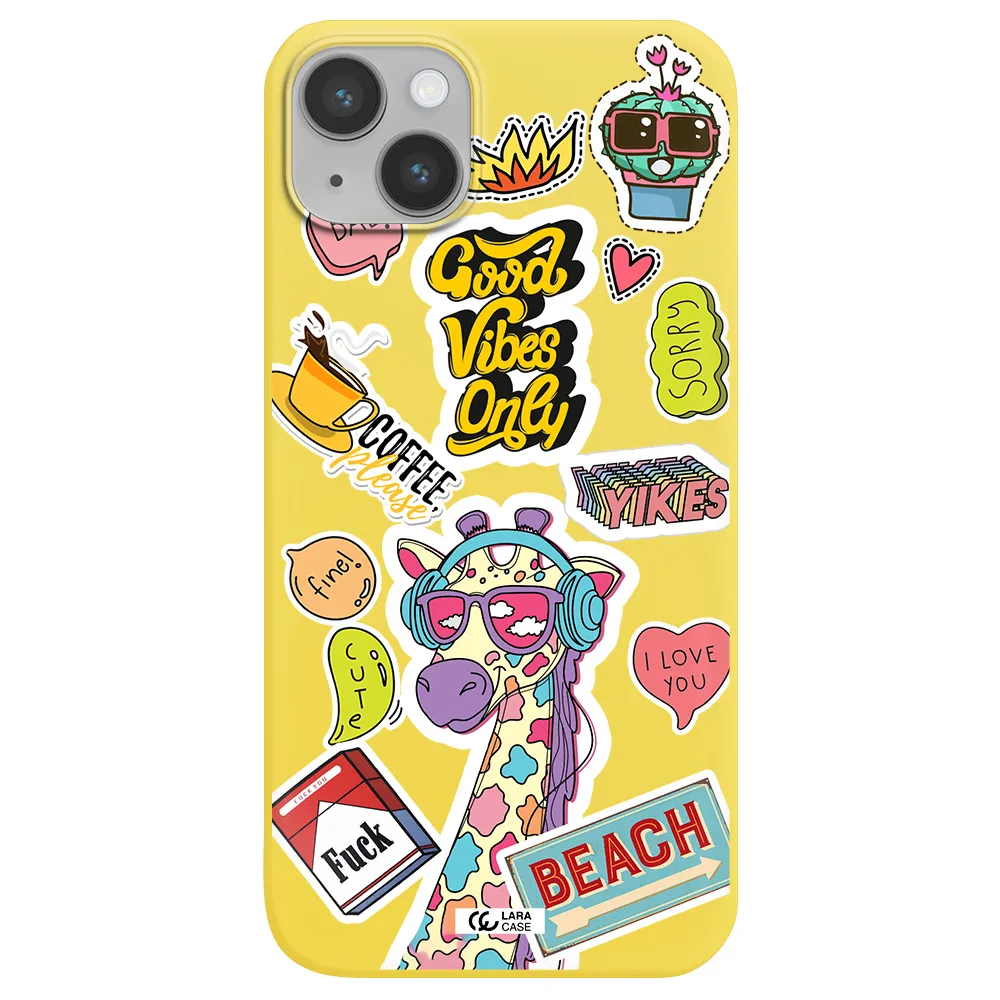 Giraffe Sticker Apple iPhone 14 Silicone canary yellow Case