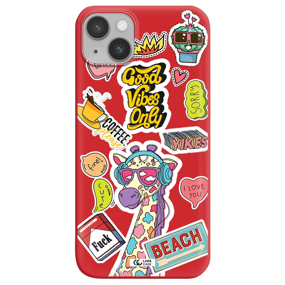 Giraffe Sticker Apple iPhone 14 Silicone Imperial Red Case