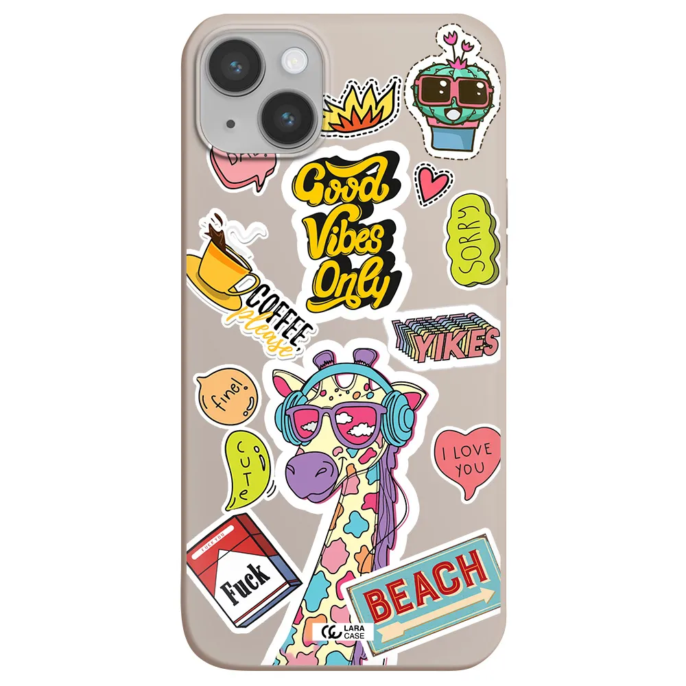 Giraffe Sticker Apple iPhone 14 Silicone Stone Case
