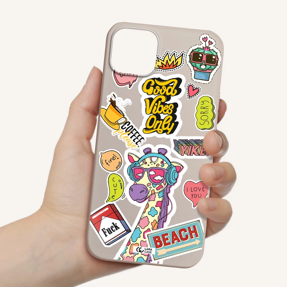 Giraffe Sticker Apple iPhone 14 Silicone Stone Case