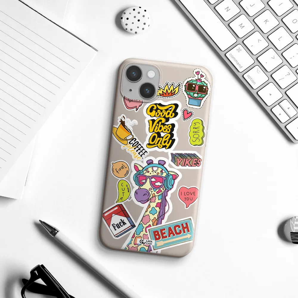 Giraffe Sticker Apple iPhone 14 Silicone Stone Case