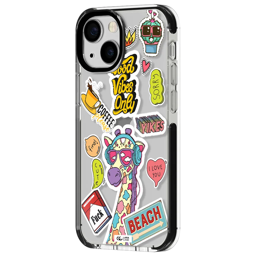 Giraffe Sticker Apple iPhone 15 impact black border Case